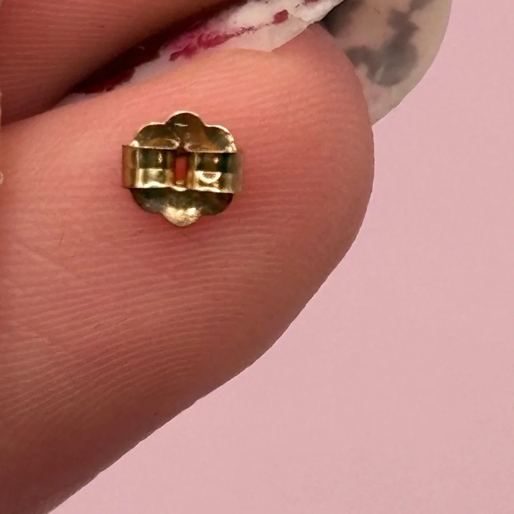 Beautiful 10K Gold Genuine Sapphire and Diamond Chip Teardrop Stud Earrings - Picture 9 of 11